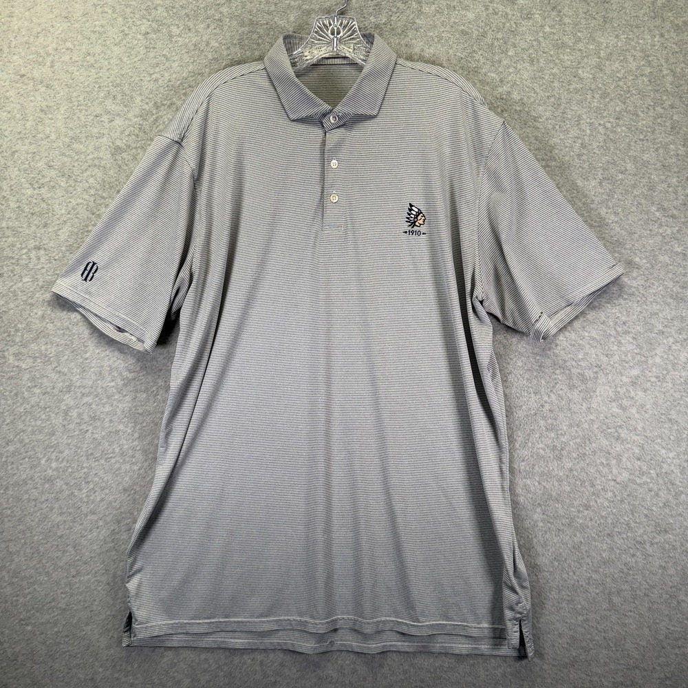 Holderness & Bourne The Perkins Polo Shirt Mens XL Gray White Striped Maketawah
